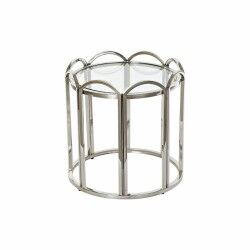 Mesa auxiliar DKD Home Decor Cristal Plateado Metal (55 x 55 x 55 cm)