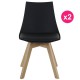 Lot de 2 Chaises Noire et Piétement Chêne KosyForm