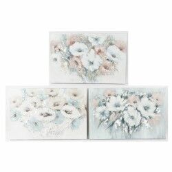 Cuadro DKD Home Decor 120 x 3,5 x 80 cm Flores Shabby Chic (3 Piezas)