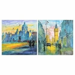 Schilderij DKD Home Decor Stad 100 x 3 x 100 cm Loft (2 Stuks)