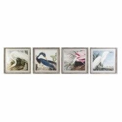 Schilderij DKD Home Decor Vogel Orientaals 60 x 2,5 x 60 cm (4 Stuks)