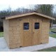 Therma Garden Shelter in legno massello di 10,33 m2 con tetto Onduline Habrita