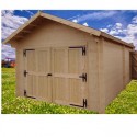 Massief houten garage Habrita 24,23m2 in planken van 60mm