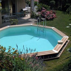 Pool Holz Ubbink Océa 580 H130cm Liner Blau