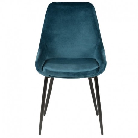 Lot de 2 Chaises Repas Velours Bleu avec Piétement Métal Noir Kari KosyForm