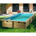 Piscina Legno Sunwater 550x300 H140cm Fodera Blu Ubbink