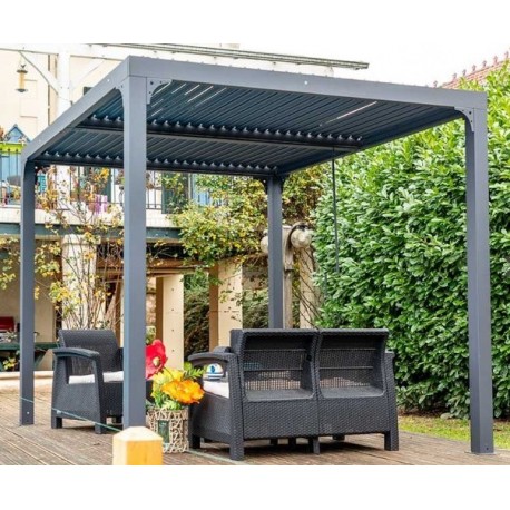 Pergola bioclimatique Habrita Alumium 7.20 m2 avec toit en lames mobiles