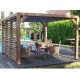 Pergola en bois Habrita avec Ventelles amovibles sur Toiture et un côté 348x310x232 Veneto