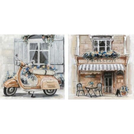 Canvas DKD Home Decor Straat Traditioneel 90 x 3,7 x 90 cm 90 x 3,5 x 90 cm (2 Stuks)