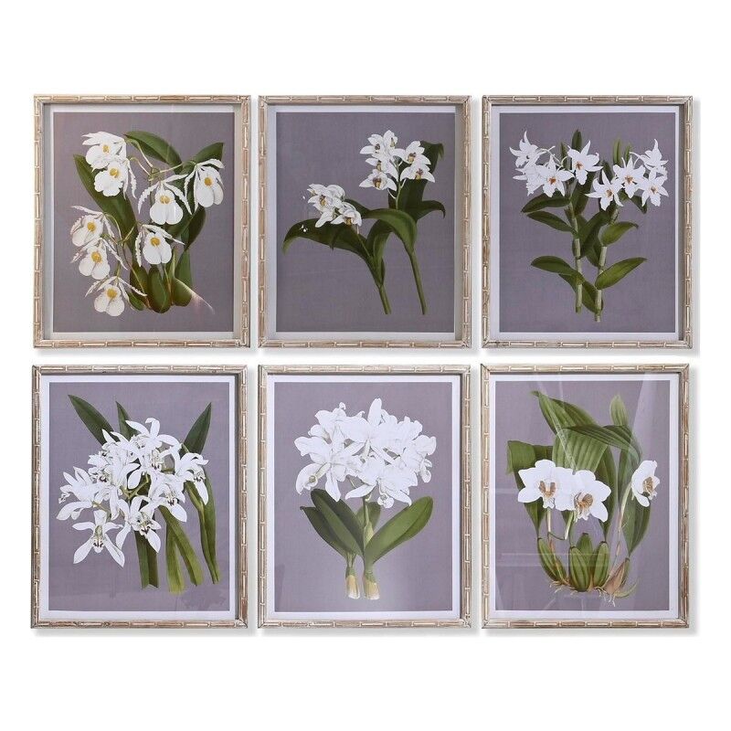 Schilderij DKD Home Decor Spar Kristal 50 x 60 x 2,8 cm 50 x 2,8 x 60 cm Blommor (6 Onderdelen)