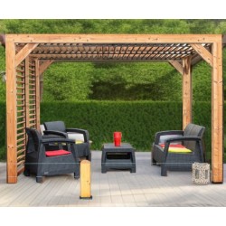 Habrita Holzpergola mit abnehmbaren Lüftungsschlitzen, 230x310xH217, Venetien