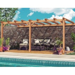 Palma Ruw Houten Aanleun Pergola 6x4m 24m2