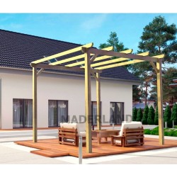 Freistehende Pergola aus Massivholz Madrid 3x3m 9m2