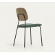 Set van 4 Linda VeryForma Green chenille metalen stoelen en kussen