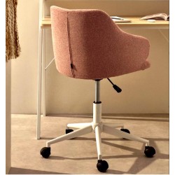 Silla de oficina rosa y patas de acero blanco mate Nara VeryForma