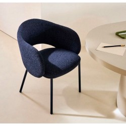 Set of 2 Aina Chairs in blue chenille fabric and metal VeryForma