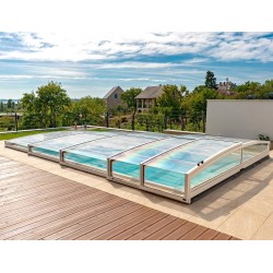 Linea Flache Poolüberdachung Abrilios Teleskop für Pool 600x300