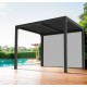 Pergola bioclimatica in alluminio 7,20m2 con lamelle e tenda sul lato 3m Habrita