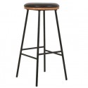 Set of 2 Marc VeryForma Black Imitation Leather Bar Stools and Metal Legs