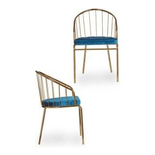 Chaise Doré Bleu Barres 51 x 81 x 52 cm